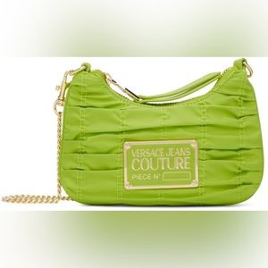 VERSACE JEANS COUTURE Green Nylon Crunchy Plaque Bag
